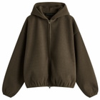 Fear of God ESSENTIALS Women's Brushed Hooded Bomber Jacket in Brown