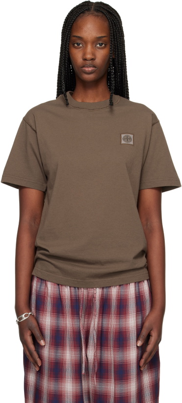 Photo: Stone Island Brown 2100026 Organic Cotton Jersey Fissato Effect T-shirt