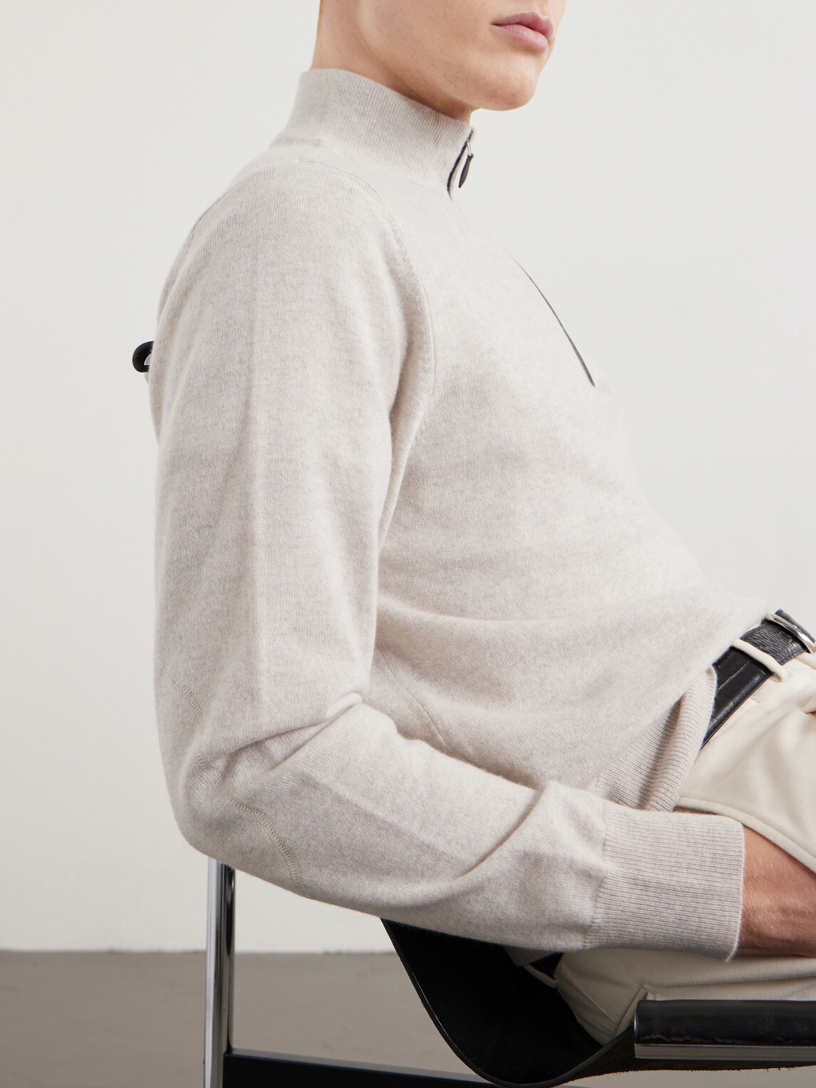 N.PEAL - Carnaby Organic Cashmere Half-Zip Sweater - Gray