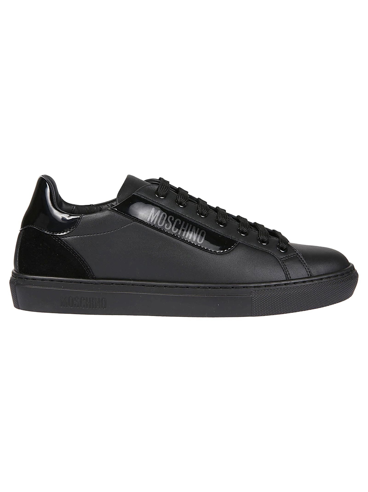 Moschino White & Black Logo Strap Sneakers Moschino