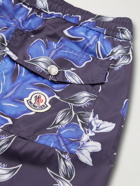 Moncler - Slim-Fit Short-Length Floral-Print Swim Shorts - Blue