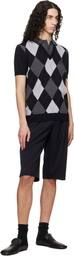 Fred Perry Black & Gray Kris Van Assche Edition Argyle Knitted Polo