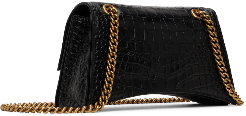 Balenciaga Crush Medium Croc-Embossed Chain Shoulder Bag