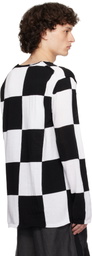 Black Comme des Garçons Black & White Checkered Pattern Intarsia Knit Sweater