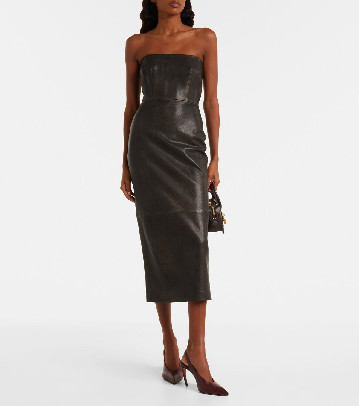 Alex Perry Leather midi dress
