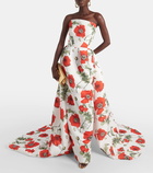 Oscar de la Renta Poppy strapless faille gown