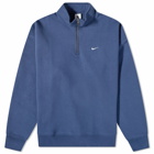 Nike Men's Solo Swoosh Quarter-Zip in Midnight Navy/White