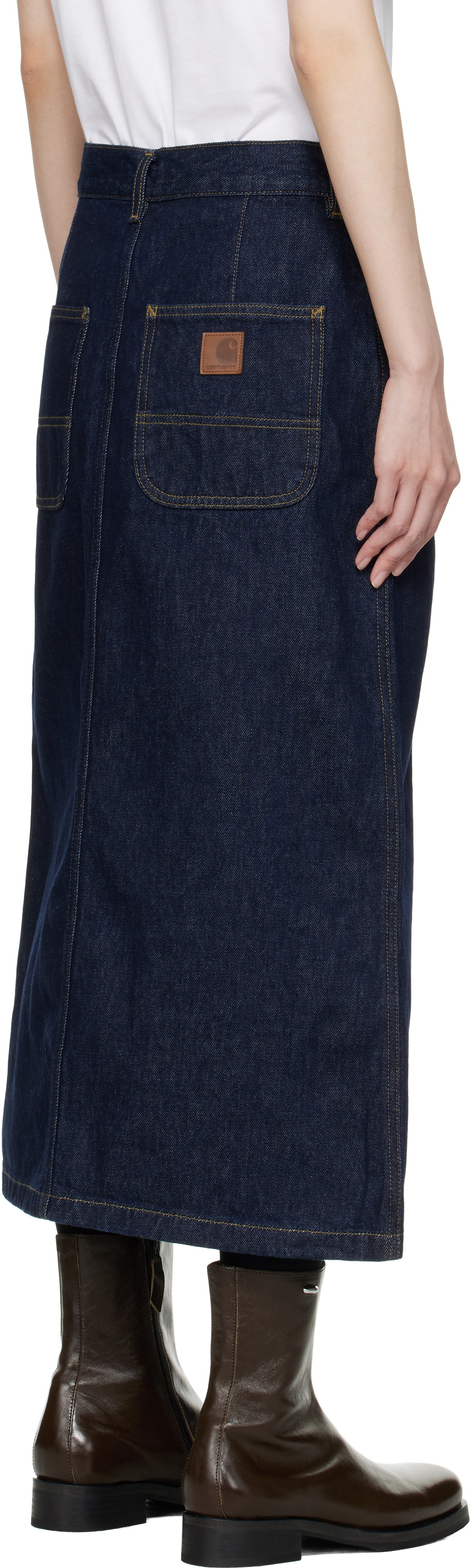 Carhartt Work In Progress Blue Marvin Denim Midi Skirt