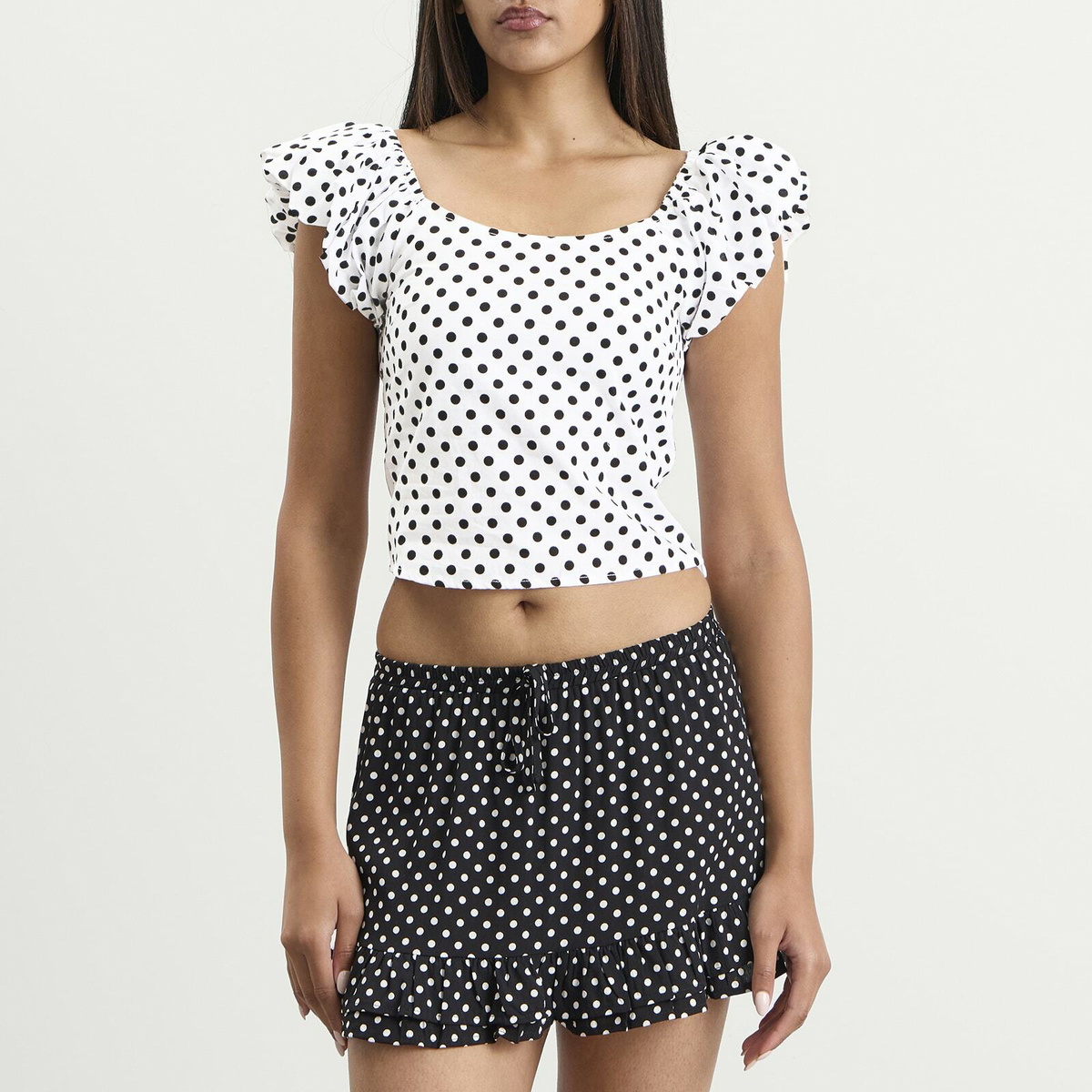 Many Many Clothes Women's The Lola Top in White Polka