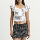 Many Many Clothes Women's The Lola Top in White Polka