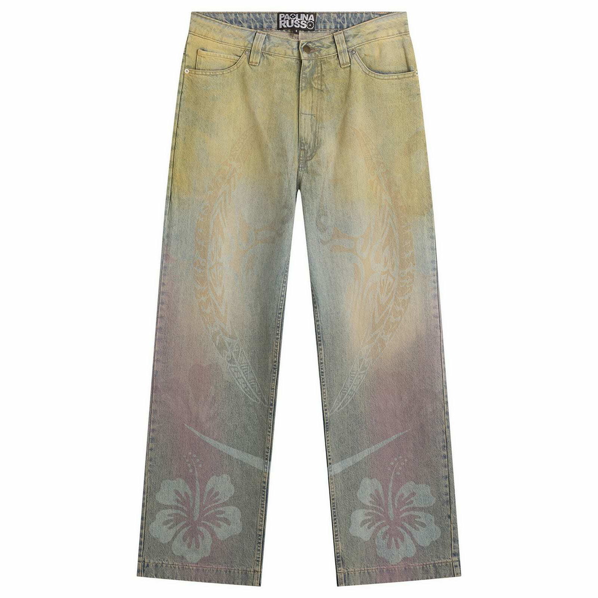 Paolina Russo Women's Denim Baggy Trousers in Pastel Rainbow