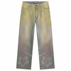 Paolina Russo Women's Denim Baggy Trousers in Pastel Rainbow