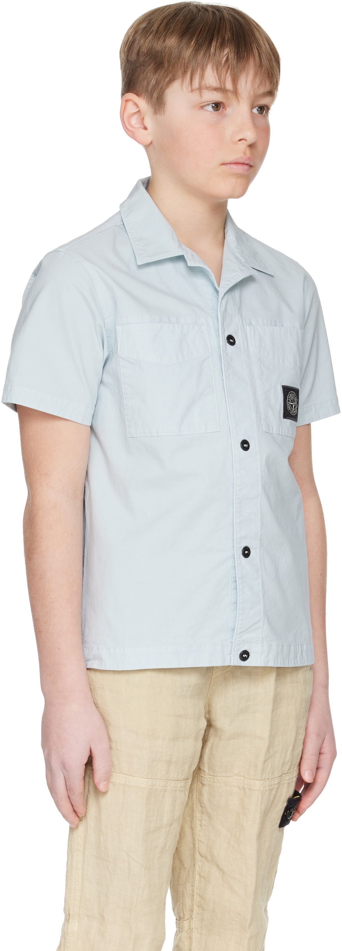 Stone Island Junior Kids Blue 1100001 Stretch Cotton Shirt