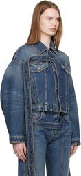 Jean Paul Gaultier Blue Oversized Strap Denim Jacket