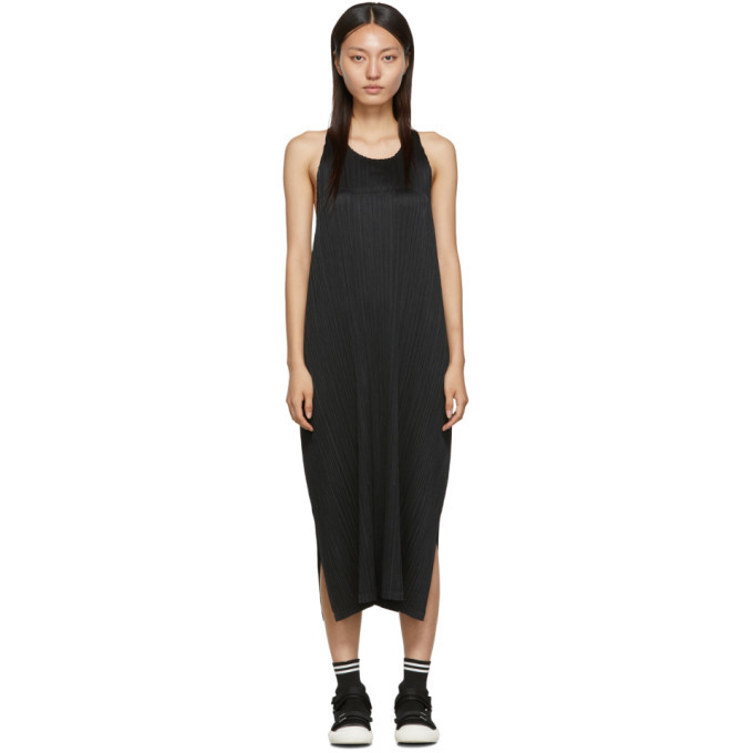 Pleats Please Issey Miyake Rapped Form Pleated Wrap Dress in Black