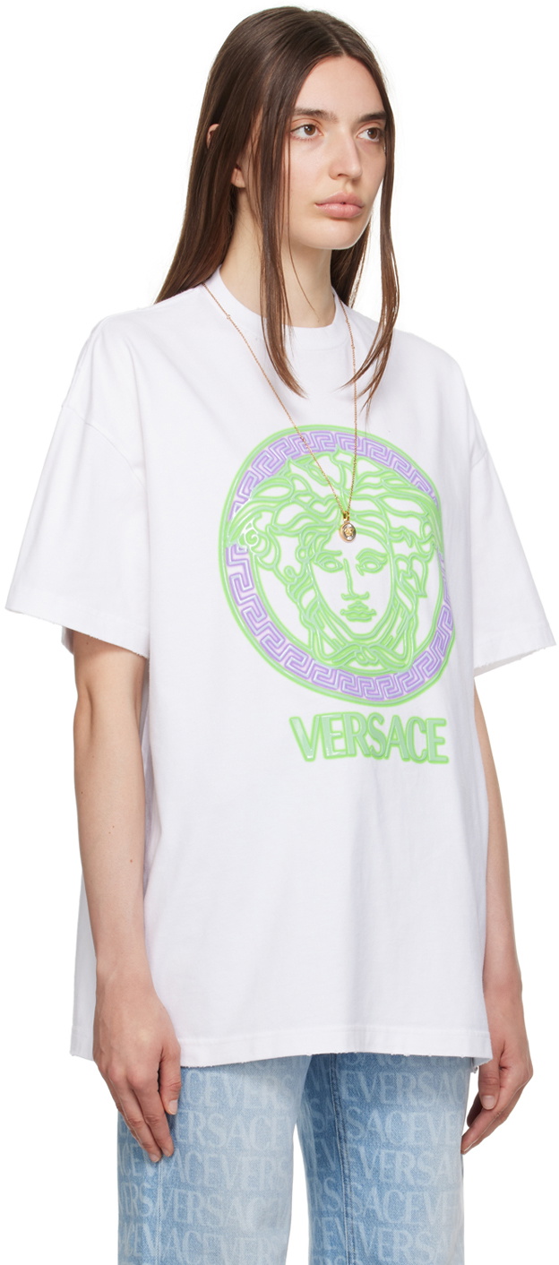 Versace Jeans Couture V-Emblem - T-shirt for Woman - White -  75HAHF07CJ00FG03