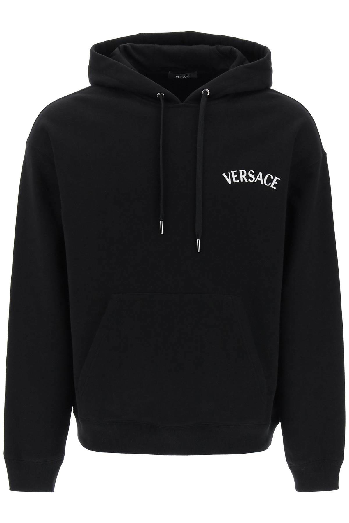 Versace Black Embroidered Medusa Zip-Up Hoodie Versace