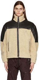 GmbH Beige Fleece & Faux-Leather Jacket