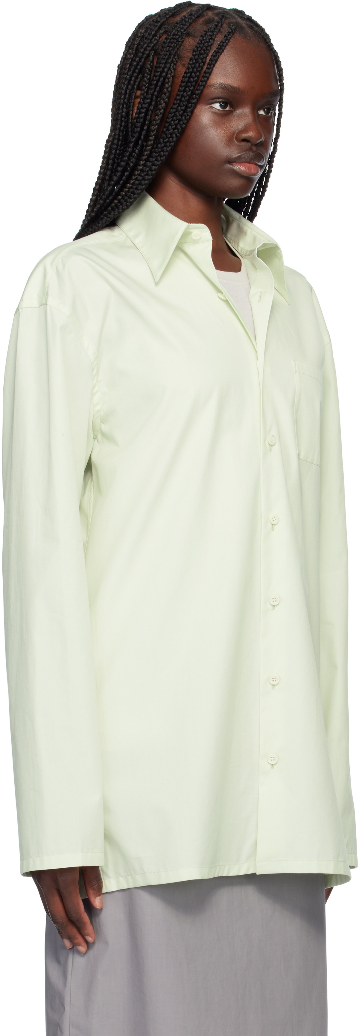 Rier Green Popeline Cotton Shirt