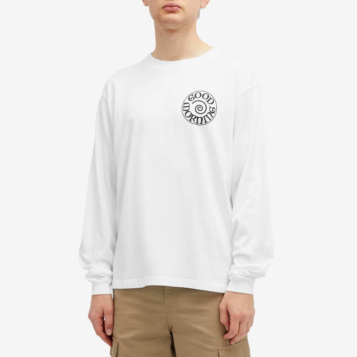 *新作アイテム* Good Morning Tapes Swirl Tee Good Morning Tapes Men's Spiral Logo Long Sleeve T-Shirt in