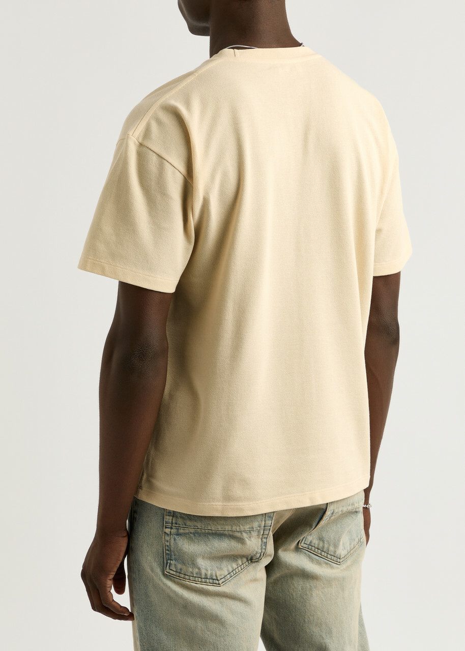 Saint Laurent Cassandre Logo-embroidered Cotton-blend T-shirt Yellow