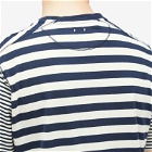POP Trading Company Men's Striped Pocket T-Shirt in Navy/Off White