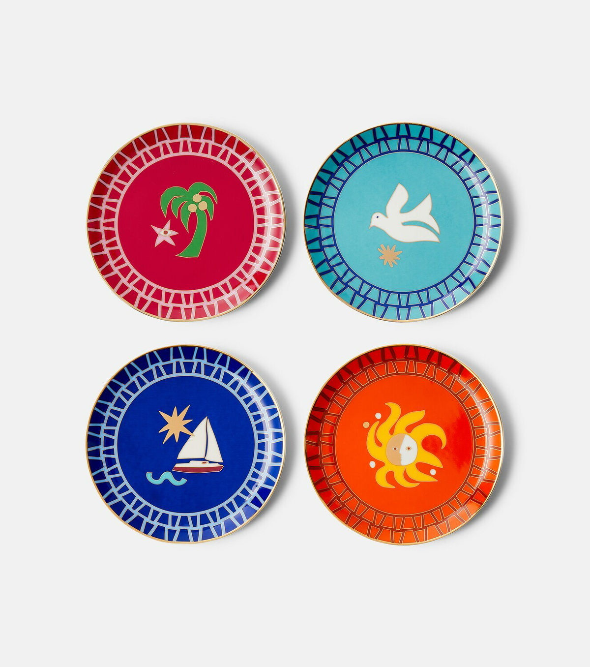 Jonathan Adler Playa set of 4 porcelain side plates