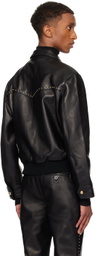 Ernest W. Baker Black Studded Western Harrington Leather Jacket