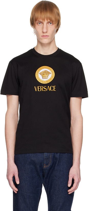 Photo: Versace Black Embroidered Medusa T-Shirt