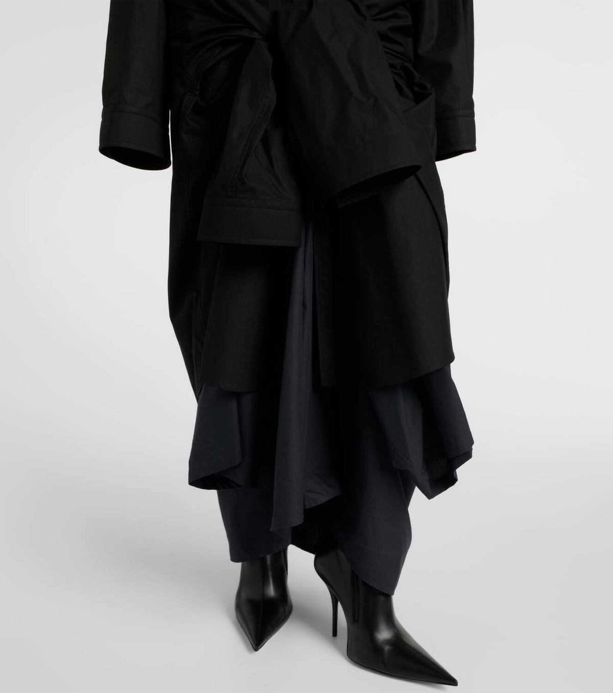 Balenciaga Gathered tie-front cotton shirt dress