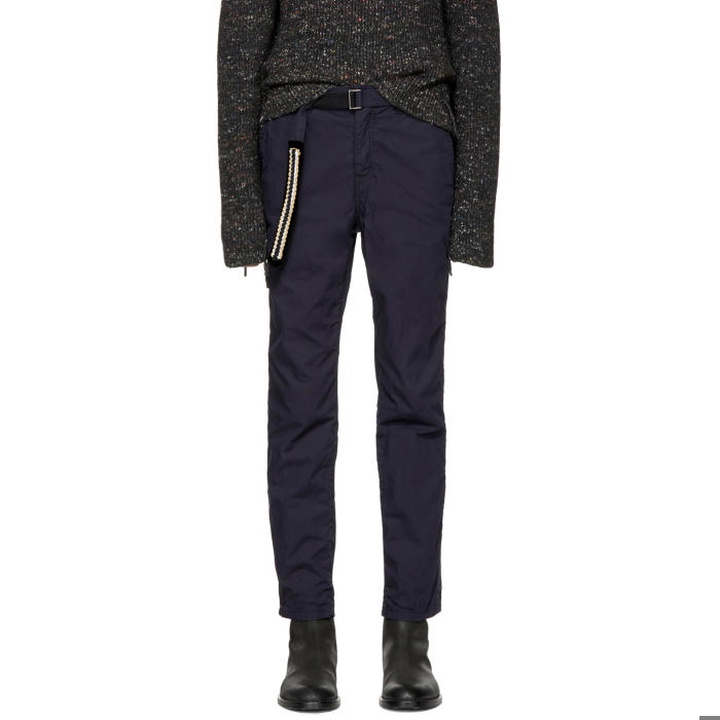 Photo: Sacai Navy Belted Cotton Trousers