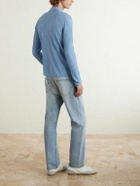 SAINT LAURENT - Slim-Fit Ribbed Wool, Cashmere and Silk-Blend Polo Shirt - Blue