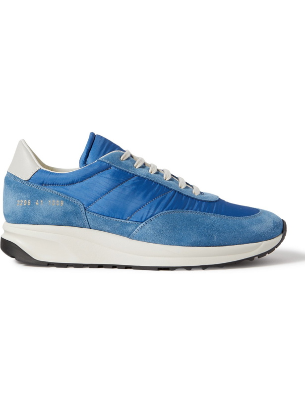 Photo: COMMON PROJECTS - Track Classic Leather-Trimmed Suede and Ripstop Sneakers - Blue