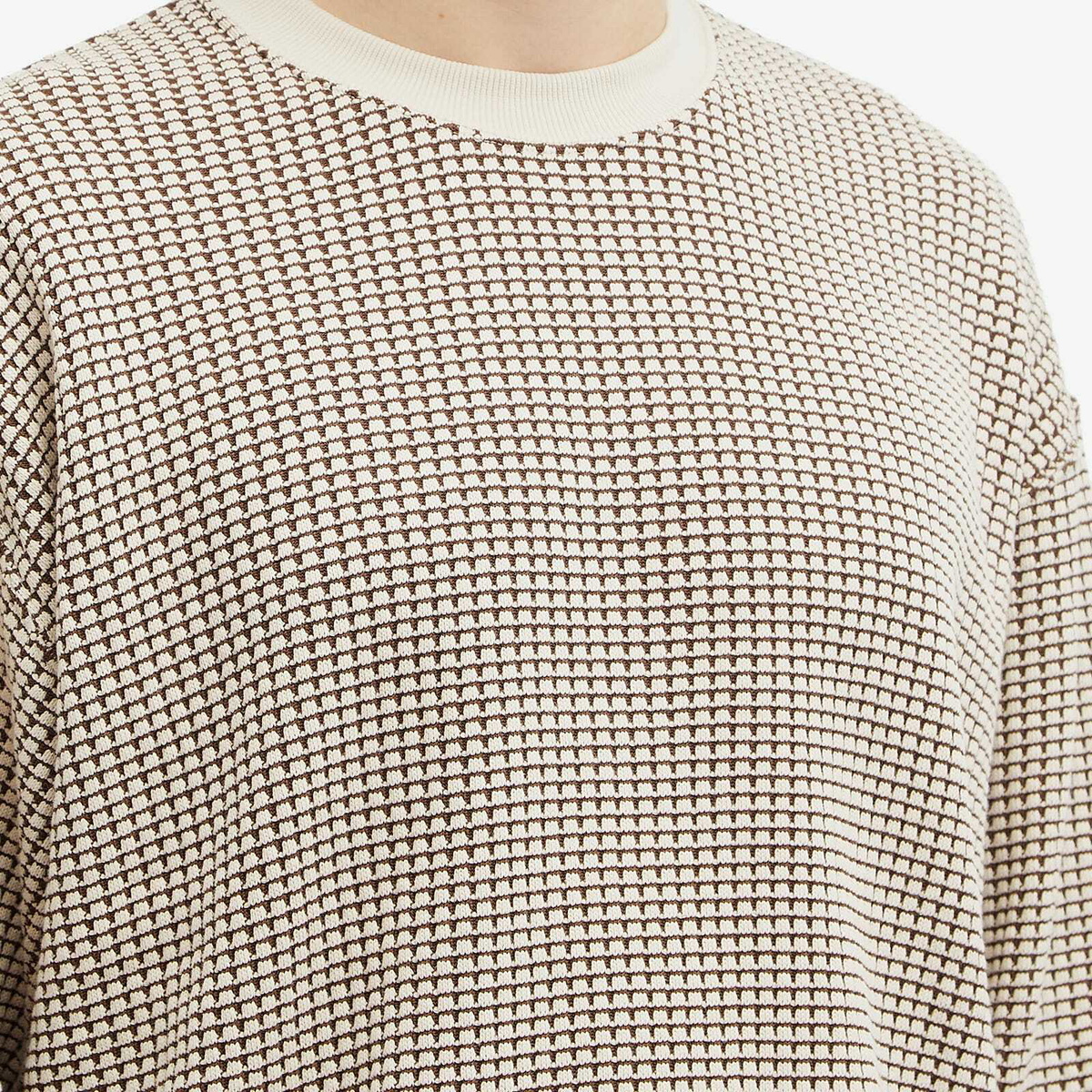 BEAMS Men's Double Heavy Waffle Sweatshirt in Beige