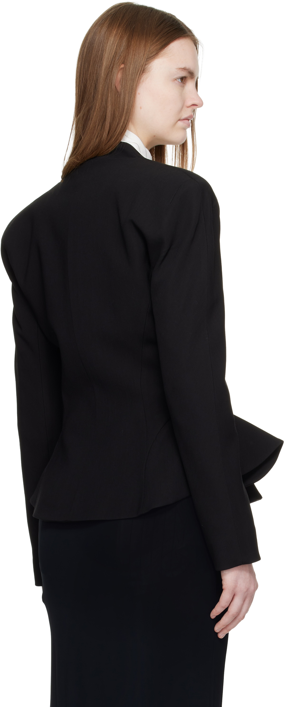 Mugler Black Flared Wool Jacket