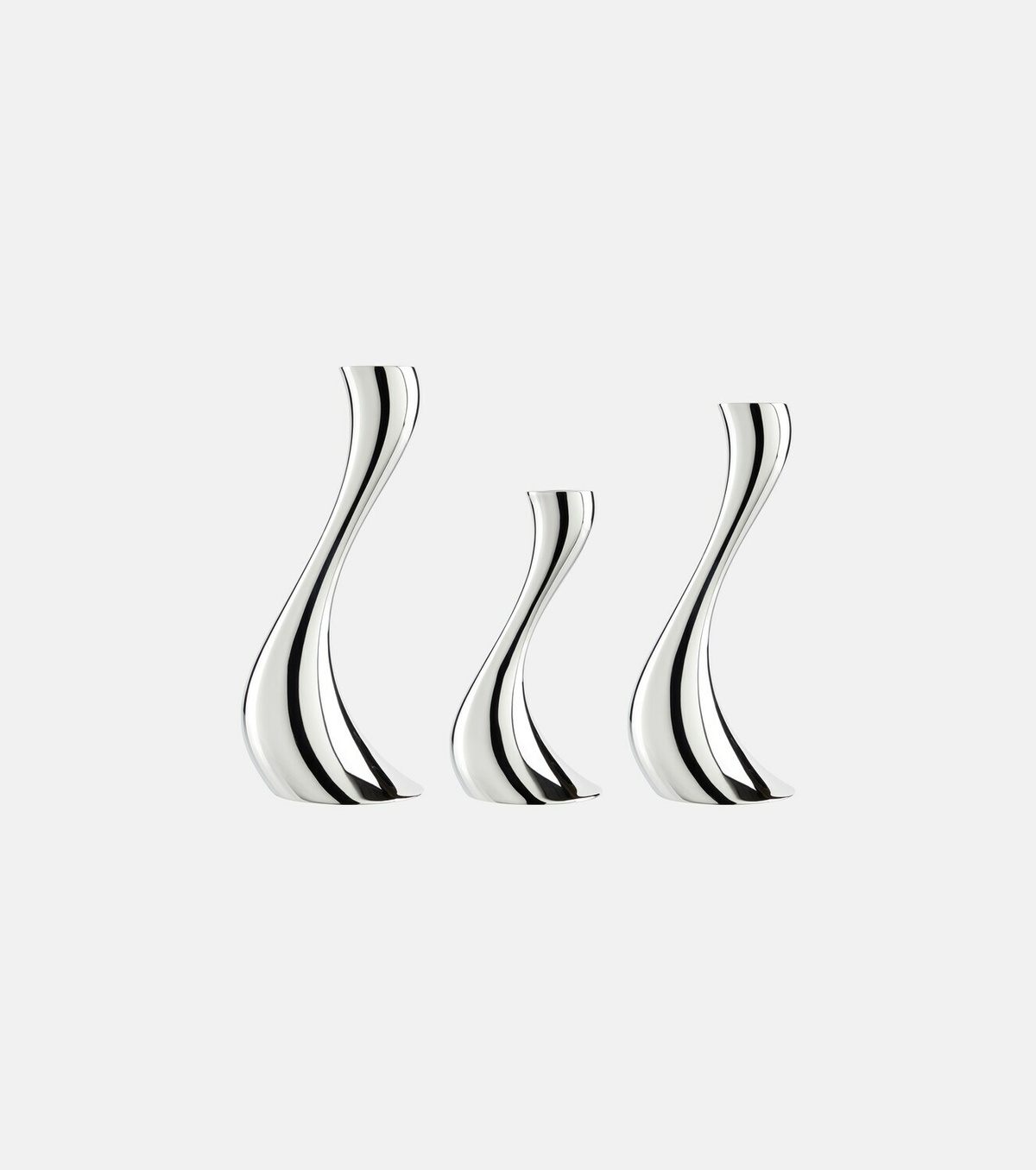 Georg Jensen Cobra set of 3 stainless steel candle holders by Constantin Wortmann