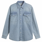 Carter Young Men's Washed Denim Utility Hugo Shirt in Bruce Wash