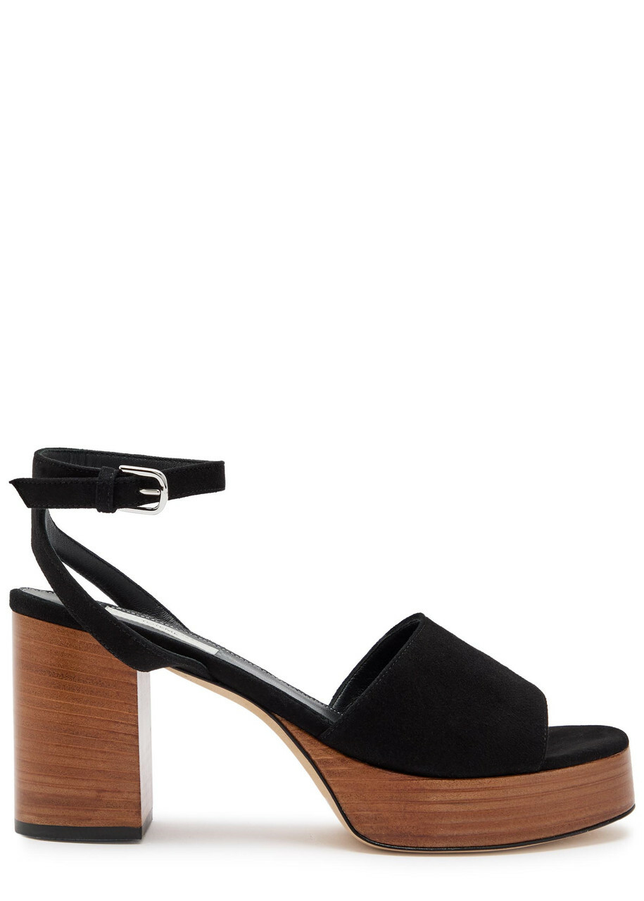 Toteme 90 Suede Platform Sandals Black Other