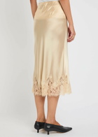 Reformation Carolina Lace-trimmed Silk-satin Midi Skirt Beige
