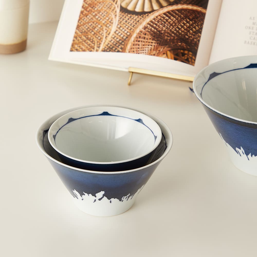 BEAMS JAPAN Mt Fuji Bowl - Set of 3 in Navy