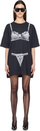 VAQUERA Black Trompe L'Oeil Tall Tee Minidress