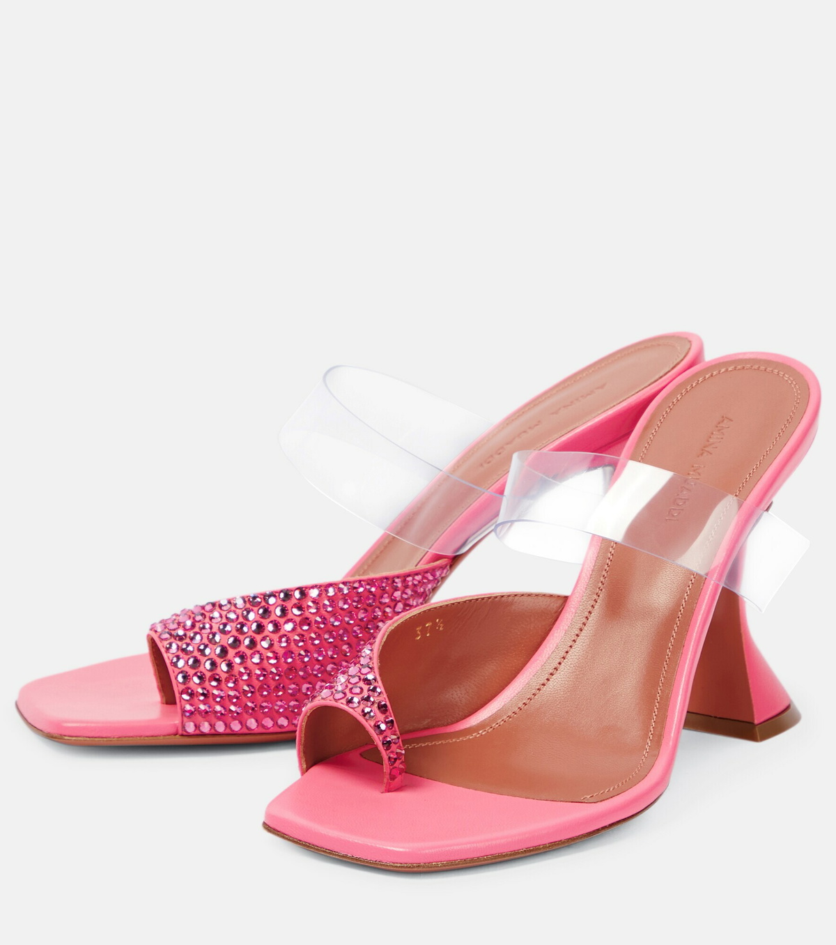 AMINA MUADDI PALOMACRYSTALSLIPPERNAPPAIVORY 関税送料込 Amina Muaddi - Paloma embellished leather and PVC mules