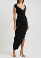 Norma Kamali Ruched Stretch-jersey Midi Dress Black