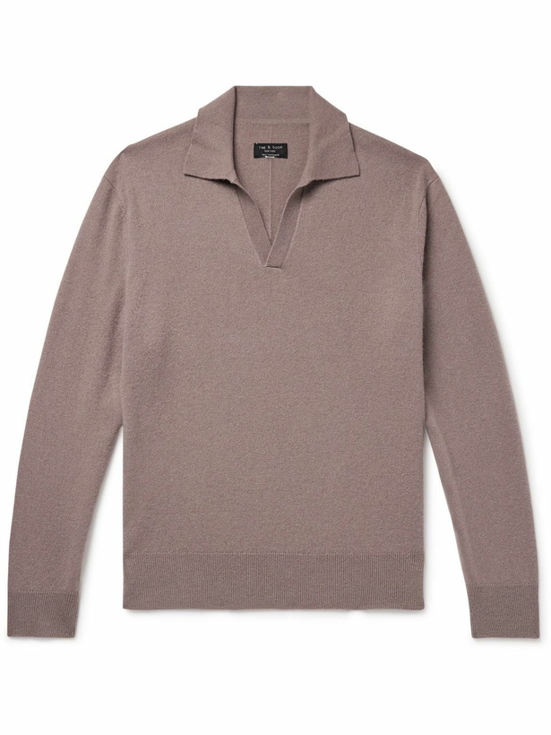 Photo: Rag & Bone - Johnny Cashmere Polo Shirt - Brown