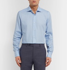 Ermenegildo Zegna - Light-Blue Cutaway-Collar Checked Cotton Shirt - Blue
