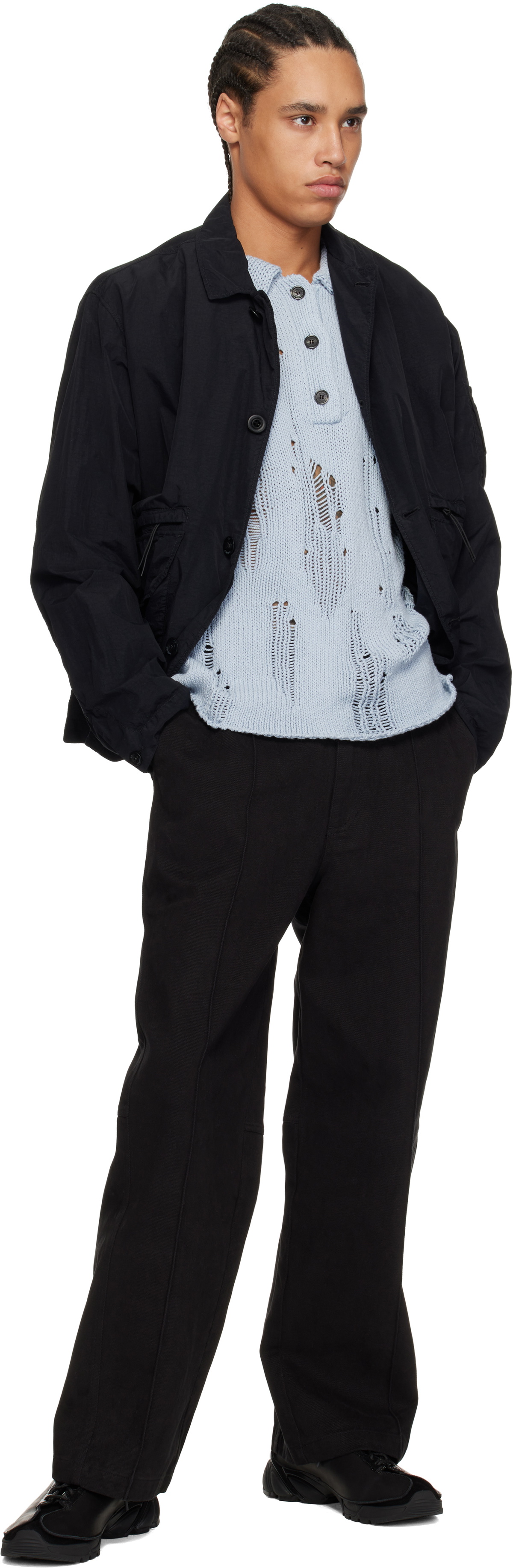 C.P. COMPANY ブラック Flatt ナイロン テーラードジャケット C.P. Company Black Flatt Nylon Blazer C.P. Company
