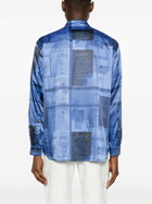 Labrum London Blue Passport-Print Satin Shirt