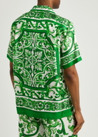 Dolce & Gabbana Majolica Printed Silk Shirt Green