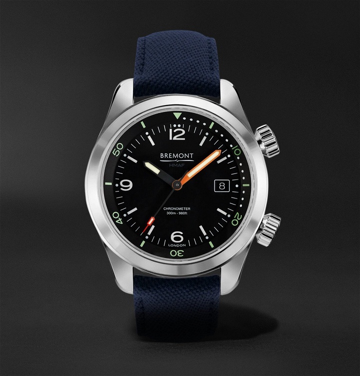 Photo: Bremont - Argonaut Automatic Chronometer 42mm Stainless Steel and Sailcloth Watch, Ref. No. BE-92AV - Black