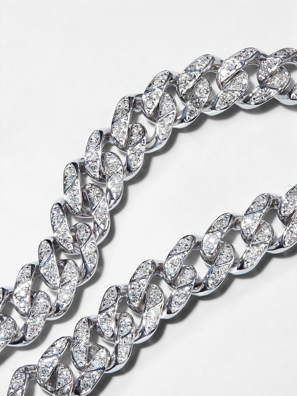 SHAY 18K White Gold Medium Flat Link Diamond Bracelet